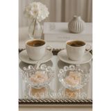 Luna Luxe Home Kuş Çifti Detaylı 2'li Kristal Cam Lokumluk, Çerezlik, Damat Kahvesi Sunumluk (Isteme/söz/nişan) - Gümüş