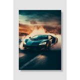 Luna Marissa Araba Poster Siyah Süper Araba Drift Duman Duvar Dekoru Dekoratif Duvar Sanatı
