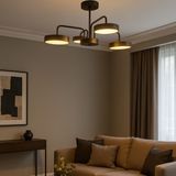 Luna Modern Tasarım Enerji Tasarruflu 4lü LED Avize (3 Renk Işık) Oturma Odası Mutfak Giyinme Odası - Siyah