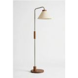 Luna Oval Lambader – Ahşap Detaylı Krom ve Krem Başlık – 165 cm Premium Tasarım