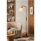 Luna Oval Lambader – Ahşap Detaylı Mat Gold Gövde ve Krem Başlık – 165 cm Premium Tasarım