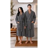 Luna Sacra Bornoz %100 Bambu Unisex Şal Yaka Yumuşak Yetişkin - L - XL - Antrasit