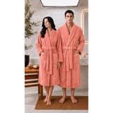 Luna Sacra Bornoz %100 Bambu Unisex Şal Yaka Yumuşak Yetişkin - L - XL - Somon