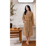 Luna Sacra Bornoz %100 Bambu Unisex Şal Yaka Yumuşak Yetişkin - S - M - Kahverengi