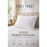 Luna Sacra Yastık 50 x 70 cm Slikon Dolgulu Dış Yüzeyi Pamuklu Yumuşak Dokulu 900 gr Dolgun - 50 × 70 cm - Beyaz