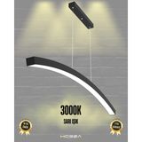Luna (Siyah Kasa, Sarı Işık) Ledli Modern Sarkıt Linear LED Avize Salon Mutfak Oturma Odası Yatak Odası Antre Hol LED
