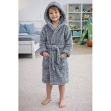 Luna Soft Kız / Erkek Çocuk Kapşonlu Wellsoft Bornoz Peluş Sabahlık | Antrasit