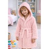 Luna Soft Kız / Erkek Çocuk Kapşonlu Wellsoft Bornoz Peluş Sabahlık | Pudra