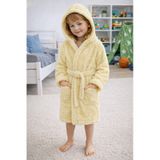 Luna Soft Kız / Erkek Çocuk Kapşonlu Wellsoft Bornoz Peluş Sabahlık Sarı Sarı