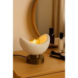 Luna Tasarım Masa Lambası Altın Detaylı Abajur Loş Amber Işık, Rustik Ampul Hediyeli 20 x 37 cm themreast--3DABAJUROVAL3368