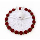 Luna Tavşan Kırmızı Gül Bahçesi Uyku Arkadaşı Amigurumi Organik Oyuncak
