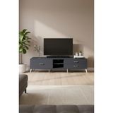 Luna Tv Ünitesi 220CM Antrasit - Tek Raflı & 3 Çekmeceli Modern Tasarım
