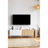 Luna Tv Ünitesi /tv Sehpası Ahşap Ayaklı (160 Cm) - Meşe - Beyaz