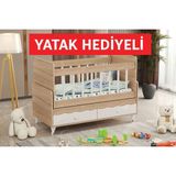 Luna Yatak Hediyeli 60*120 Ölçülerinde Anneyanı Sallanır Iki Çekmeceli Beşik - Kahve - Beyaz