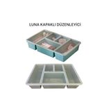 Luna Yeşil Bölmeli Çekmece Içi Düzenleyici, Kapaklı Makyaj ,Takı Düzenleyici Ofis Masaüstü Organizer