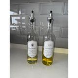 Luna Zeytin & Ayçiçek Yağı Için 800 ml Cam Şişe Seti – Paslanmaz Kapaklı, Minimal Yağlık 🧴 - Şeffaf