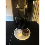 Luna Zeytin & Ayçiçek Yağı Için 800 ml Siyah Cam Şişe Seti Paslanmaz Kapaklı, Minimal Yağlık - Koyu Yeşil