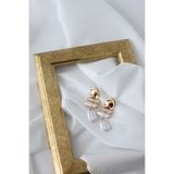 lunaaccessoriess Taşlı Sedef Gold Plaka Küpe
