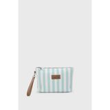 Lunablu Kadın Çizgili Keten Clutch Çanta - Mint Yeşil