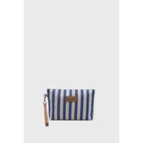 Lunablu Kadın Mavi Çizgili Keten Clutch Çanta