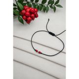 LUNAERA JEWELRY Şans ve Sevgili Bilekliği | 925 Ayar Gümüş Kırmızı Taş Dorika Toplu Ayarlanabilir Bileklik
