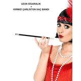 Lunaev 1920'ler 1990'lar Gatsby Kadın Aksesuar Seti – Kırmızı Charleston Saç Bandı