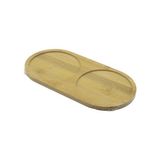 Lunaev 2 Bölmeli Oval Ahşap Bambu Yağdanık Altlık 12X24X0.8 cm Yağdanlık