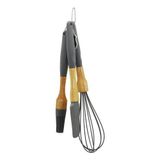 Lunaev 3 PCS SİLİKON ÇIRPICI - FIRÇA - SPATULA SETİ AHŞAP BAMBU SAP - SİLİKON KILIFLI