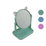 Lunaev 6 İNÇ - 15CM YUVARLAK KULAKLI MAKYAJ AYNASI RENKLİ PLASTİK TAKILIK SEPETLİ=12X15.5CM