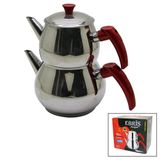 Lunaev AİLE BÜYÜK BOY KÜRE ÇELİK ÇAYDANLIK SETİ ÜST: 1.2LT - ALT: 2LT