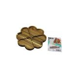 Lunaev AKASYA YUVARLAK 4 KALP BÖLMELİ AHŞAP SERVİS SUNUM TEPSİ - TAHTASI 21 X 1.4CM