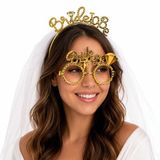 Lunaev Bride To Be Gold Taç ve Parti Gözlüğü Seti