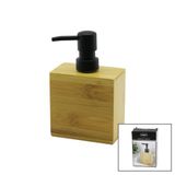 Lunaev DİKDÖRTGEN AHŞAP BAMBU SIVI SABUNLUK SİYAH PLASTİK POMPA 5.8 X 9.9CM - Y: 10CM