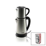 Lunaev ELEKTRİKLİ ÇAY MAKİNESİ ÇAYCI SET 1.8LT SU ISITICI PLS.+ 0.8LT DEMLİK ÇELİK TABAN 1800W 360 DERECE GÖVDE HK-509 (4490)