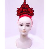 Lunaev Happy Birthday Neon Kırmızı Renk Doğum Günü Tacı 24x15 cm Parti Taçları