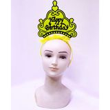 Lunaev Happy Birthday Neon Sarı Renk Doğum Günü Tacı 24x15 cm Parti Taçları