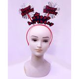 Lunaev Happy Birthday Yazılı Püsküllü Neon Kırmızı Renk Doğum Günü Tacı 22x19 cm Parti Taçları