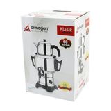 Lunaev Klasik Çay Seti=demlik - Su Kazanı Elektrikli Semaver 60 Bardak 6 L - Tek Musluk 1500 W Gizli
