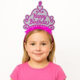 Lunaev Pembe Happy Birthday Prenses Tacı – Doğum Günü Taç Aksesuarı Parti Taçları