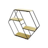 Lunaev Petek - 4 Katlı Metal İskeletli - Ahşap Raflı Dekoratif Raf 60 X 14 X 53 cm Duvar Rafı