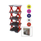 Lunaev Yeni Nesil Akordiyon - Katlanır - 5 Katlı Plastik Ayakkabılık Gri Taban-27x27cm - Renkli Ayak Abanoz - Beyaz