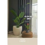 Lunalore Beton Doku Fiber Saksı 45 CM – 34 Lt, Yapay ve Canlı Bitki Uyumlu, İç Dış Mekan Kullanımı
