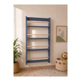 LunaLoveWood Masif Ahşap Montessori Kitaplık - Çocuk Odası Duvar Rafı 4 Raflı - 120x60 cm