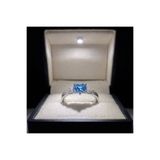 LUNAMU 925 Ayar Gümüş Rodyum Kaplama Aquamarine Taşlı Kalp Yüzük