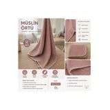 Lunare %100 Pamuk 4 Kat Müslin Bebek Örtüsü 90X100 Cm Battaniye Puset Örtüsü Kundak Gül Kurusu Pembe