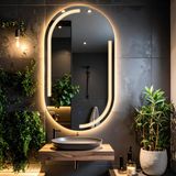 Lunare Led'li Lazer Kumlamalı Lavabo & Banyo Aynası (Dokunmatik Sensörlü) günışığı led 70 x 40