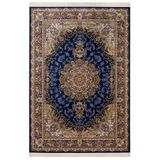Lunaria Lacivert Oryantal Modern Geometrik Etnik Desenli Boho Makinada Yıkanabilir Hav Toz Vermez Leke Tutmaz Kaymaz Taban Dijital Makine Baskı Halı Oturma Odası Salon Yolluk Koridor Mutfak Halısı