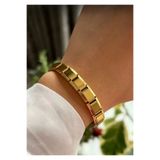 Lunarie Modüler Italian Charm Düz Gold Çelik Bileklik – Gold Renk Kararmaz Paslanmaz Esnek Unisex Kişiselleştirilebilir Takı