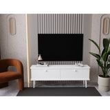 Lunaris Tv Ünitesi - Tv Sehpası 160 cm %100 Mdf Lake Ahşap Ayaklı - Beyaz