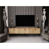 Lunaris Tv Ünitesi - Tv Sehpası 200 cm %100 Mdf Lake Ahşap Ayaklı - Safir Meşe